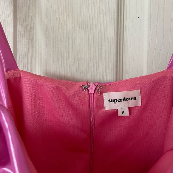 Revolve Superdown Kylee pink latex leather mini dress - Picture 4 of 5